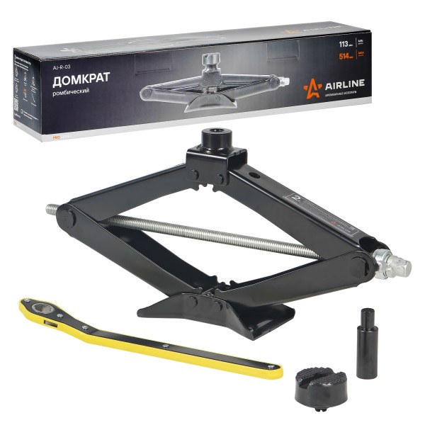 Домкрат ромбический 2,0т. высота подъема 113-514мм PRO трещоточная рукоятка