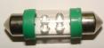 Лампа светодиод. 12V T11 салон. 36мм  4 диода зеленая