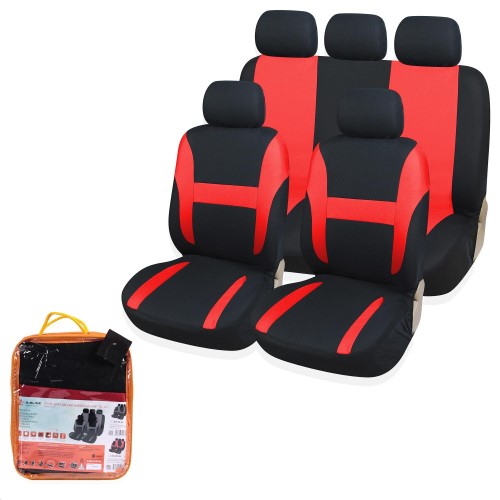Чехлы универсальные  RS-3k+  перед./задн. (9 предм.), велюр, черн./красн.