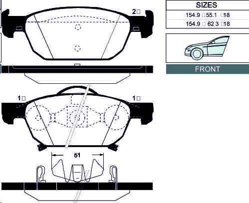 Колодки тормозные передние Honda ACCORD