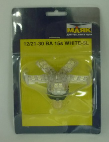 Лампа цвет. СВЕТОДИОД А 12- 21 Вт BA 15s ярко белая (30 диодов)