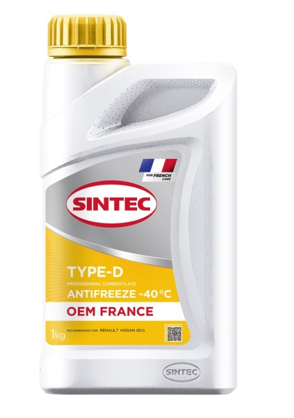 Антифриз SINTEC OEM France Type-D -40 желтый 1кг