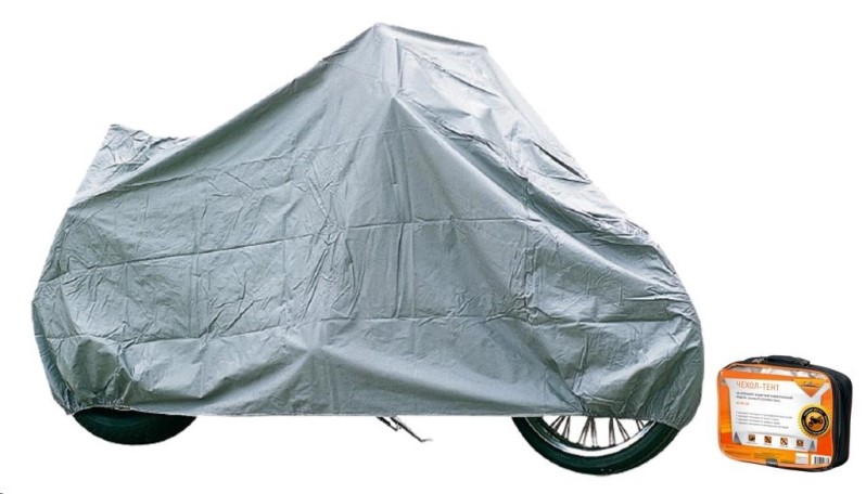 Тент на мотоцикл Размер М (225х90х110см), цвет серый, универсальный