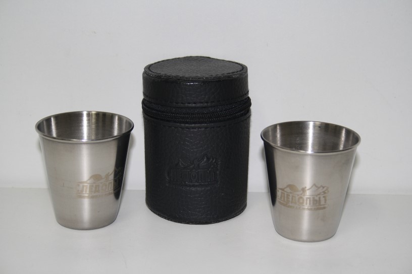 Рюмка СЛЕДОПЫТ 60 мл, в кожаной тубе (4 шт)/200/