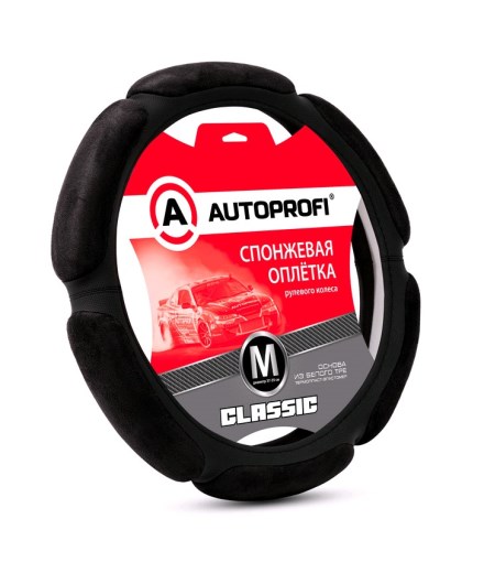 Оплетка руля (M) 2108-15, ИНОМАРКИ 37-39 см спонж 6 лепестков, наполнитель 2см поролон черная