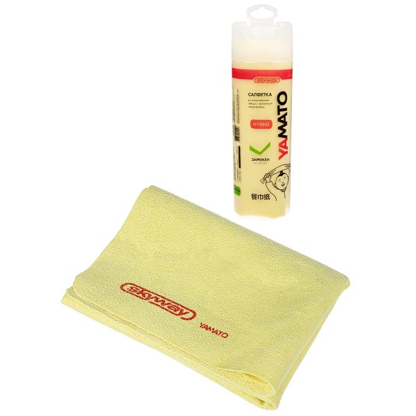 Салфетка замшевая в футляре SKYWAY большая с микрофиброй гибридная 64х43