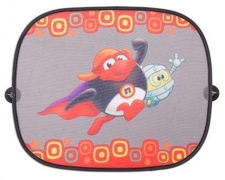 Шторки боковые 2шт. на присосках 44х36см черно-т.серая с Пином