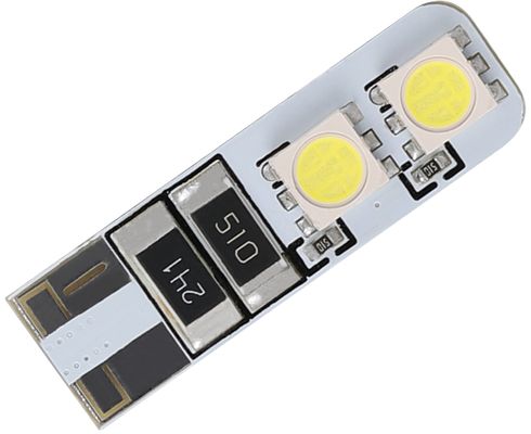 Лампа светодиодная 12V T10 бесцок. 4 диода SMD белая Canbus (W5W) (W2.1x9.5d) (5050) блистер 2шт (МАЯК)