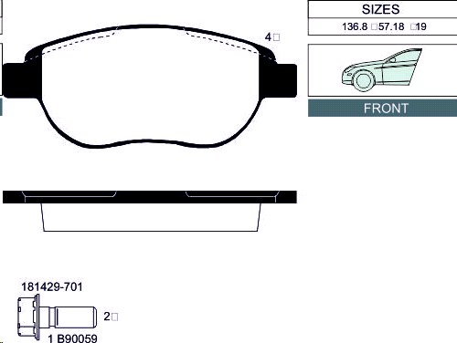 Колодки тормозные передние CITROEN C4