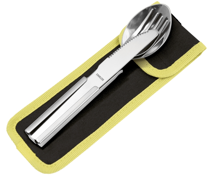 FORESTER MOBILE Набор ложка, вилка, нож, открывалка  (16-18 см), в чехле, из нерж. стали