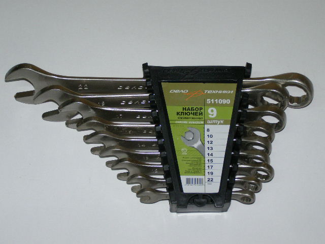 Набор ключей комбинированных  Дело Техники   9пр. (8,10,12, 13,14,15,17,19,22)
