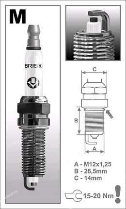 Свечи BRISK  Super-R  MR14LC-1-A  2190, 2180, Lada Largus с дв.11182,,XRAY с дв.HR16DE/H4M (1999)