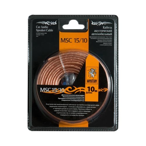 Кабель акустический MYSTERY 15Ga 2*1.5 с клеммами в бл. (10м)
