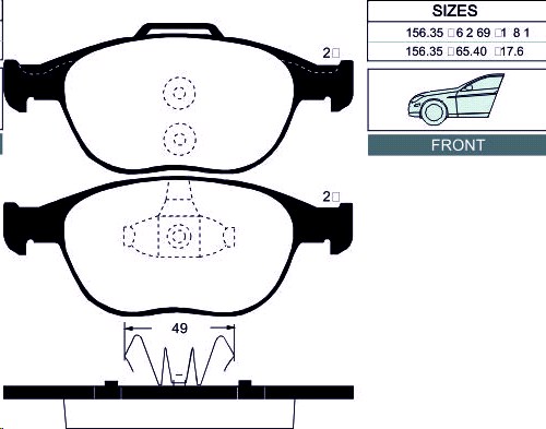 Колодки тормозные передние Ford, Mazda