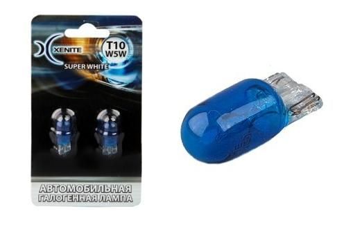 Лампа  12V бесцок.  W5W (W2.1x9.5d) +30% Super White 4000K блистер 2шт